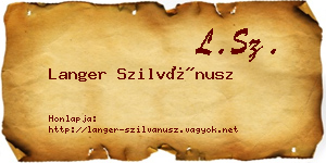Langer Szilvánusz névjegykártya